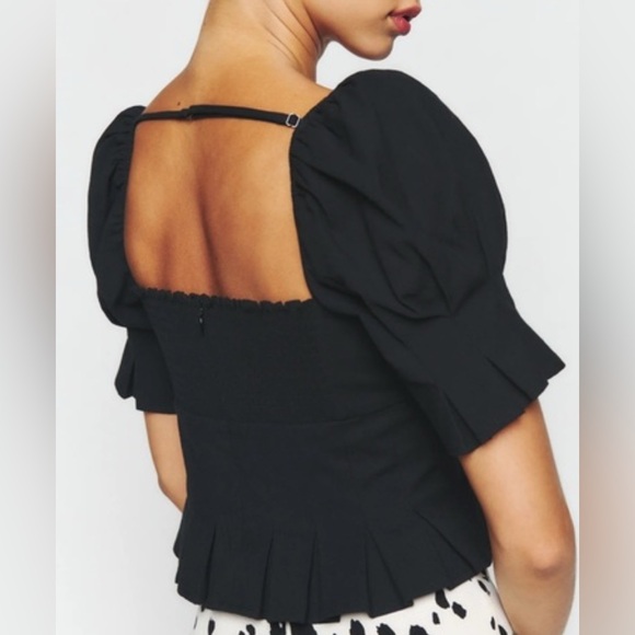 Reformation Talina Black Organic Cotton Top 6 - Picture 3 of 8